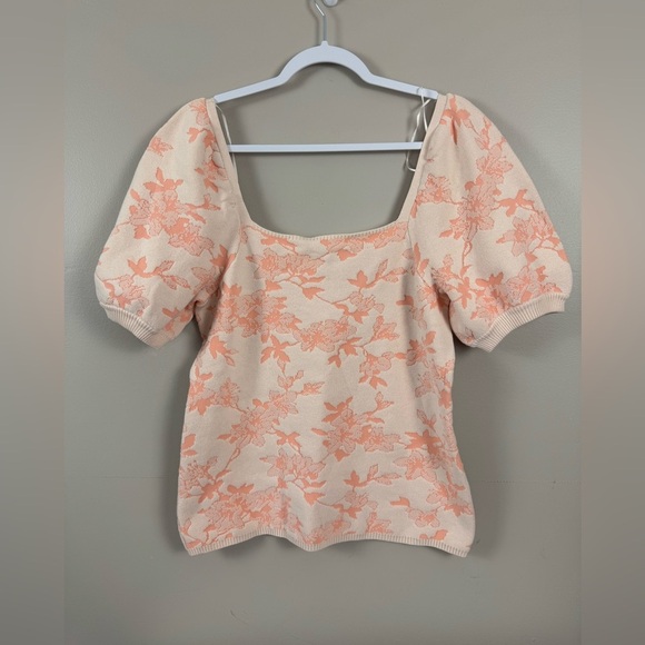 NWT INC International Concepts pretty pastels pink peach cream Puff Sleeve knit - Picture 5 of 11